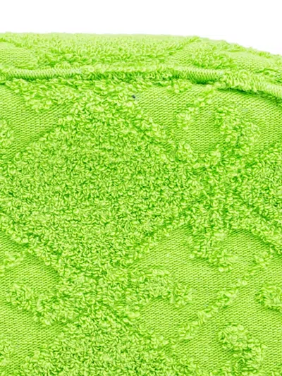 Tory Burch Textured Green Cotton Blend Clutch