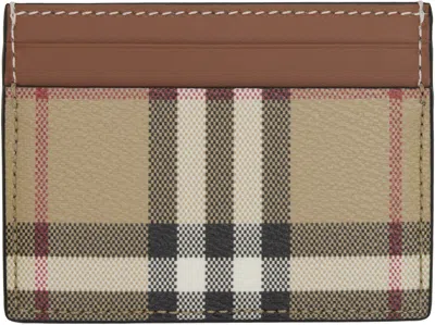 Burberry Check Pattern Leather Cardholder With Contrasting Trim In Multi