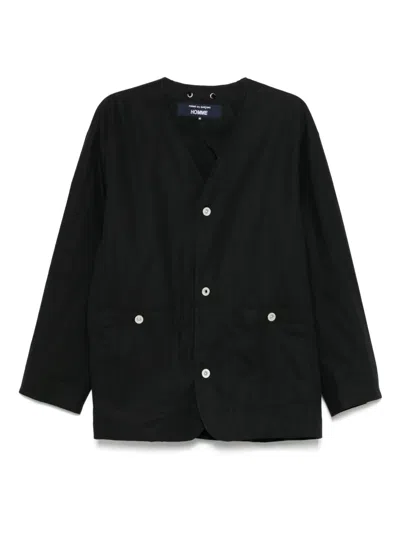 Comme Des Garçons Homme Deux Cotton Linen Collarless Jacket In Black