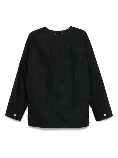 Comme Des Garçons Homme Deux Cotton Linen Collarless Jacket In Black