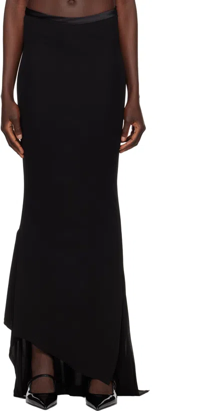 Aaron Esh Black Fishtail Maxi Skirt