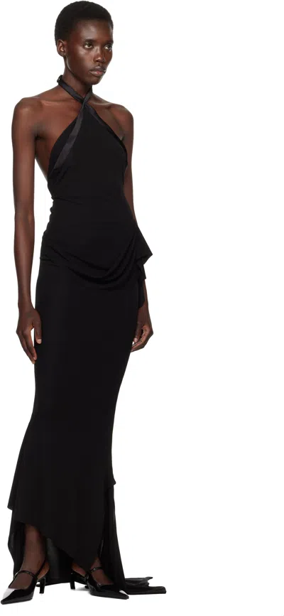 Aaron Esh Black Fishtail Maxi Skirt