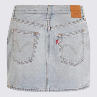 Levi's Light Blue Cotton Mini Skirt In Blue