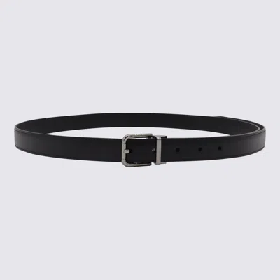 Dolce & Gabbana Black Leather Belt In Nero/rutenio