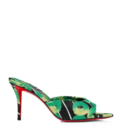 Christian Louboutin Miss Z Cotton Abstract Print Mules 80 In Green