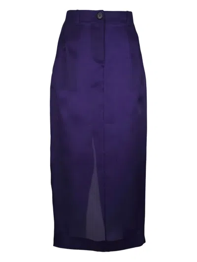 Khaite Lucian Pleated Silk-organza Maxi Skirt In Amethyst