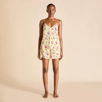 Olivia Von Halle Elle Junonia Yellow Seashell Camisole Set