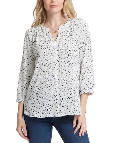 Nydj Three Quarter Sleeve Printed Pintucked Back Blouse