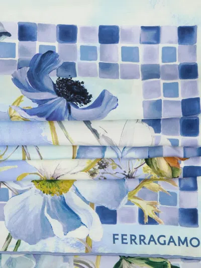 Ferragamo Flower Print Silk Scarf In Multi