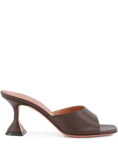 Amina Muaddi Lupita Open-toe Sculptural-heel Sandals In Brown