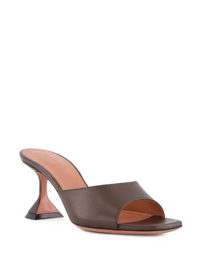 Amina Muaddi Lupita Open-toe Sculptural-heel Sandals In Brown