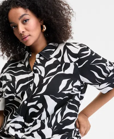 Inc International Concepts Plus Size Twist-hem Blouse, Exclusively At Macy's In Black