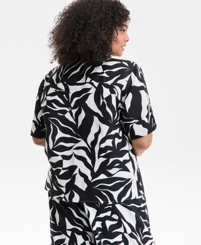 Inc International Concepts Plus Size Twist-hem Blouse, Exclusively At Macy's In Black