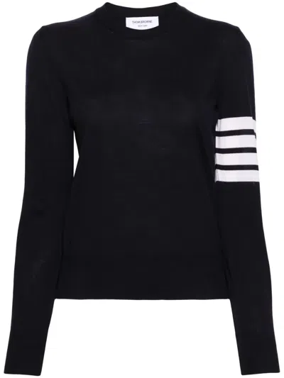 Thom Browne Milano Stitch Jersey With 4 Bars In Black