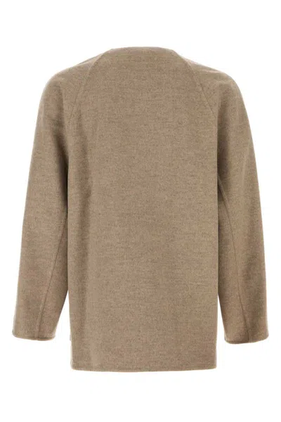Bottega Veneta Light Double Wool And Cashmere Coat In Neutral