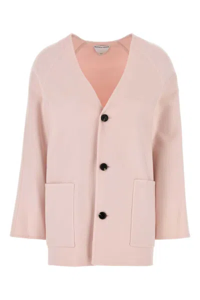 Bottega Veneta Wool Blend Cardigan With Front Pockets In Pink
