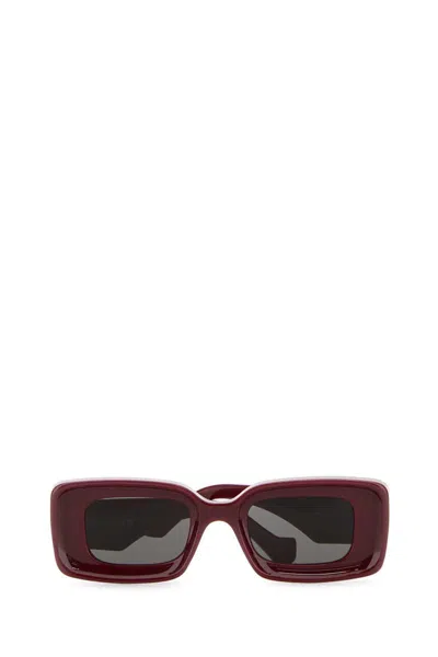Loewe Anagram Beveled Acetate Rectangle Sunglasses In Red