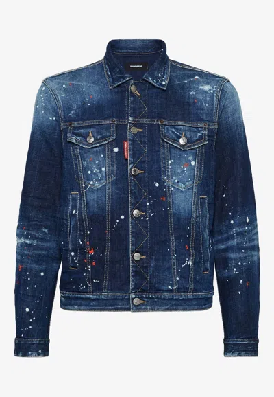 Dsquared2 D2 Paint-splattered Denim Jacket