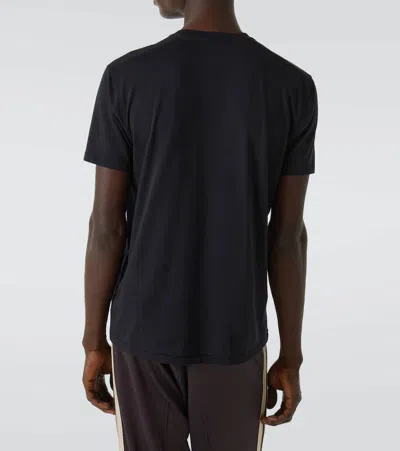 Tom Ford Black Crewneck T-shirt With Logo Embroidery On The Front In Cotton Blend Man In Black