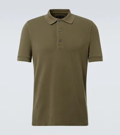 Tom Ford Classic Pique Polo With Tailored Fit In Green