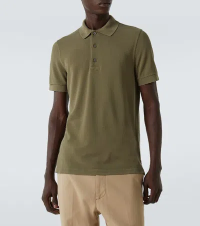 Tom Ford Classic Pique Polo With Tailored Fit In Green