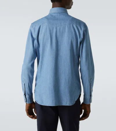Tom Ford Cotton Denim Shirt In Blue