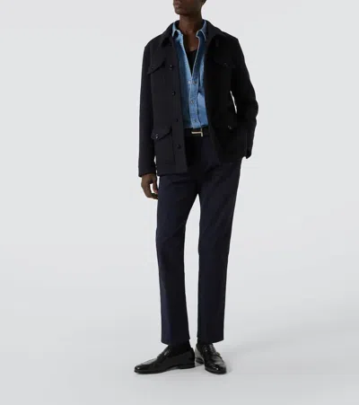 Tom Ford Cotton Denim Shirt In Blue