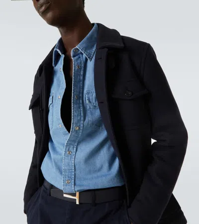 Tom Ford Cotton Denim Shirt In Blue