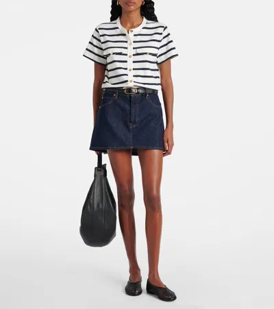 Frame The Mini Skirt Rinse In Blue