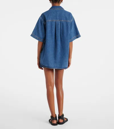 Frame Womens High-low Short-sleeve Denim Shirt Vessel Xs In Blue