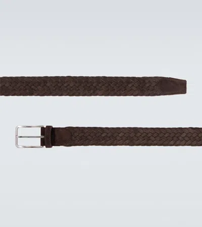 Canali Dark Brown Braided Suede Belt