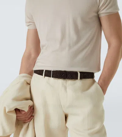 Canali Dark Brown Braided Suede Belt