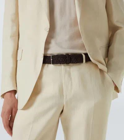 Canali Dark Brown Braided Suede Belt