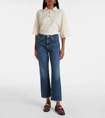 Agolde Valen Mid-rise Straight-leg Denim Trousers In Black