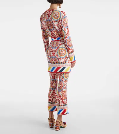 Dolce & Gabbana Belted Printed Silk Top In Multi