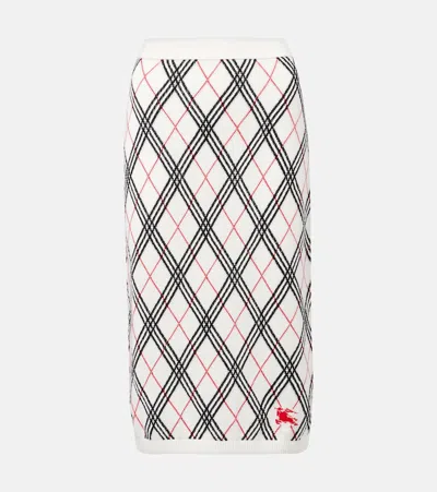 Burberry Ekd Jacquard Checked Knitted Midi Skirt