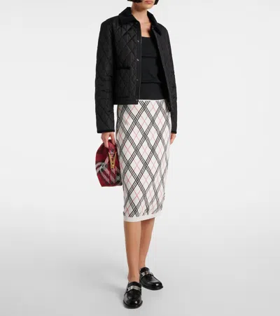 Burberry Ekd Jacquard Checked Knitted Midi Skirt