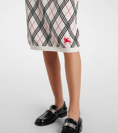Burberry Ekd Jacquard Checked Knitted Midi Skirt