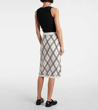 Burberry Ekd Jacquard Checked Knitted Midi Skirt