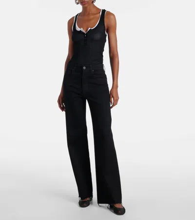 Slvrlake Grace Rigid High-rise Wide-leg Jeans In Black