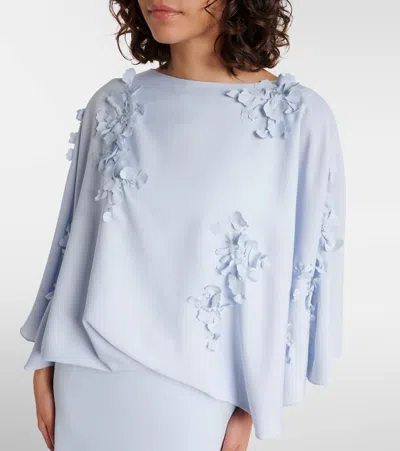 花卉贴花真丝长礼服