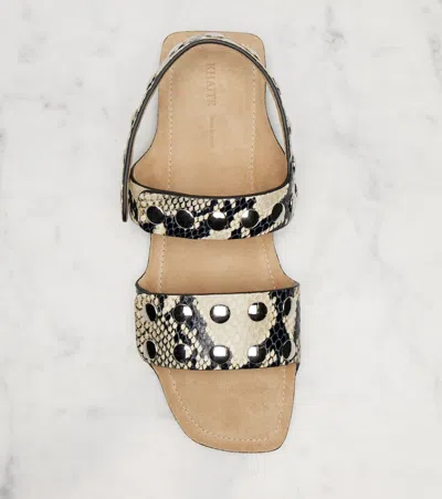 Khaite Boden Sandal In Natural Python-embossed Leather With Studs