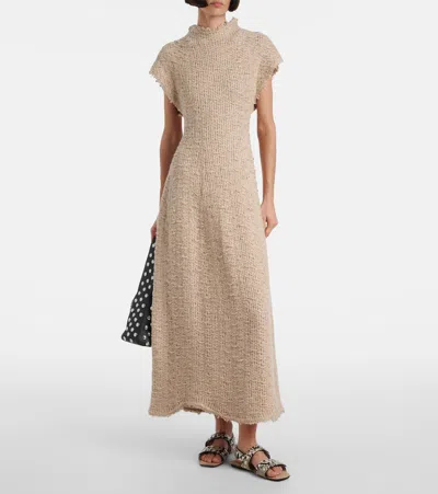 Khaite Boden Sandal In Natural Python-embossed Leather With Studs