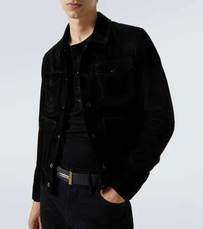 Tom Ford Stretch-cotton Moleskin Trucker Jacket In Black