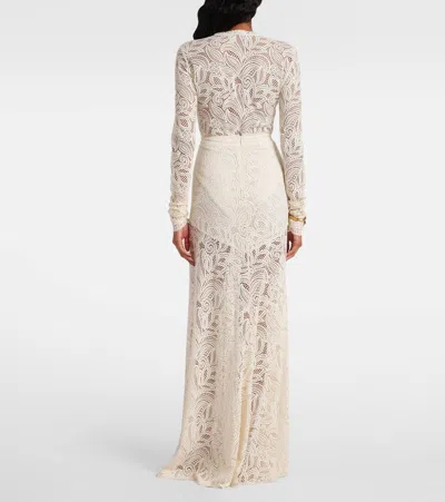 Alexandra Miro Juniper Semi-sheer Lace Maxi Skirt In Neutral