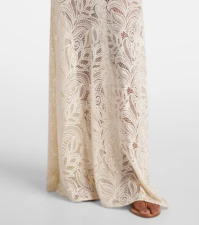 Alexandra Miro Juniper Semi-sheer Lace Maxi Skirt In Neutral
