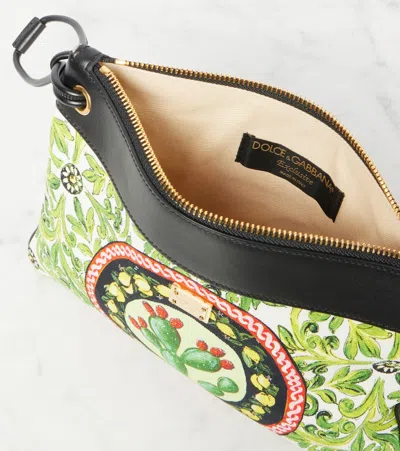 Dolce & Gabbana Printed Leather-trimmed Canvas Clutch