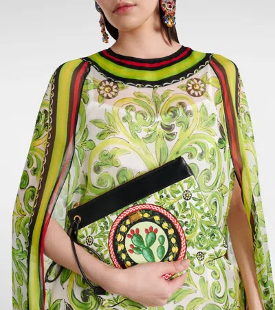 Dolce & Gabbana Printed Leather-trimmed Canvas Clutch