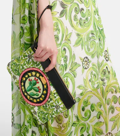 Dolce & Gabbana Printed Leather-trimmed Canvas Clutch