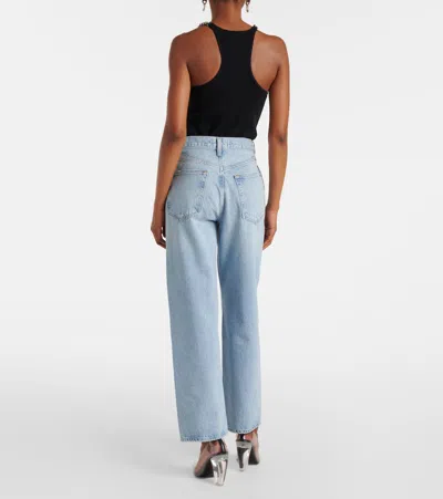 Agolde Crossed Denim Wide Leg Pants In Denim Light Blue